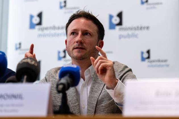 Brussels King s Prosecutor Julien Moinil pictured during a press conference regarding the police action in the Peterbos neighborhood in Anderlecht, Thursday 12 June 2025 in Brussels. The police did a big action on Wednesday, as part of the fight against drug trafficking. MARIUS BURGELMAN  MariusxBurgelman 126760207