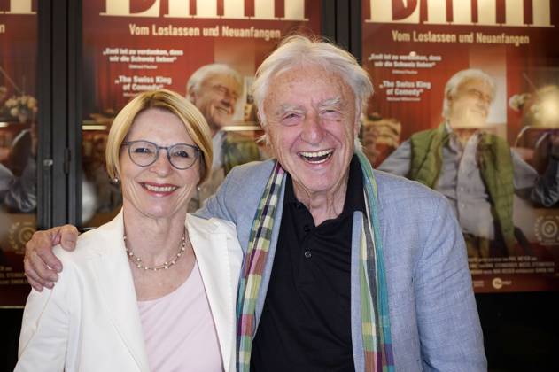 Livia Leu and Emil Steinberger at the premiere of the documentary Typisch Emil Vom Loslassen und Neuanfangen at Kant Kino Berlin, 16 06 2025 Foto:xT.xBartillax xFuturexImagex emil_5634