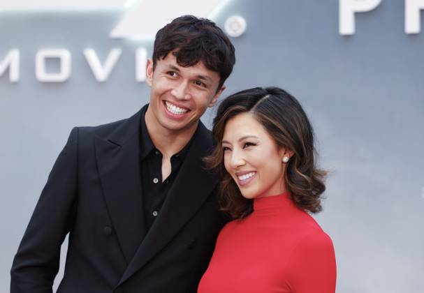 Alexander Albon and Muni Lily He arrive on the red carpet for the Apple Original Films & Warner Bros. Pictures F1 World Premiere in Times Square on Monday, June 16, 2025 in New York City.  NYP20250616142 JOHNxANGELILLO