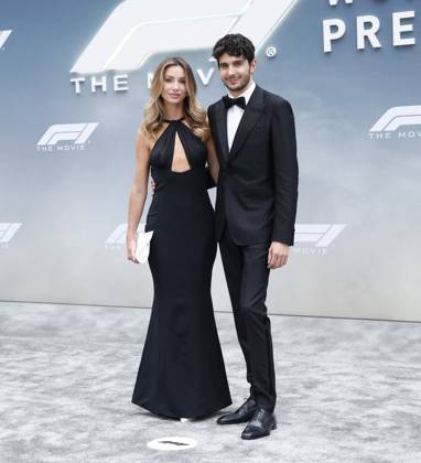 Flavy Barla and Esteban Ocon arrive on the red carpet for the Apple Original Films & Warner Bros. Pictures F1 World Premiere in Times Square on Monday, June 16, 2025 in New York City.  NYP20250616122 JOHNxANGELILLO