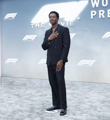 Damson Idris arrives on the red carpet for the Apple Original Films & Warner Bros. Pictures F1 World Premiere in Times Square on Monday, June 16, 2025 in New York City.  NYP20250616146 JOHNxANGELILLO