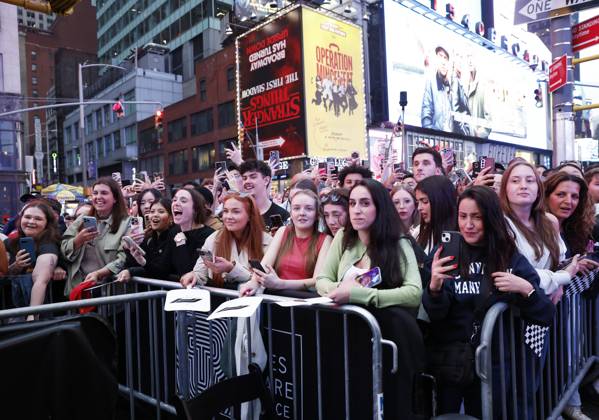 Fans wait for talent to arrive on the red carpet for the Apple Original Films & Warner Bros. Pictures F1 World Premiere in Times Square on Monday, June 16, 2025 in New York City.  NYP20250616155 JOHNxANGELILLO