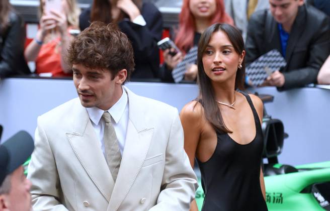 F1 World Premiere - Arrival - Charles Leclerc F1 Ferrari driver Charles Leclerc with his girlfriend Alexandra Saint Mleux arrive at the F1 movie world premiere in Times Square, New York on June 16, 2025. Photo by Charles Guerin ABACAPRESS.COM New York City NY United States  Copyright: xGuerinxCharles ABACAx