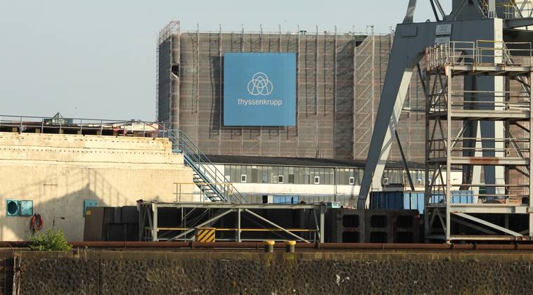 Headquarters of Thyssenkrupp Marine Systems for the design and engineering of naval surface vessels on the premises of Blohm Voss B V Co KG Steinwerder Hamburg