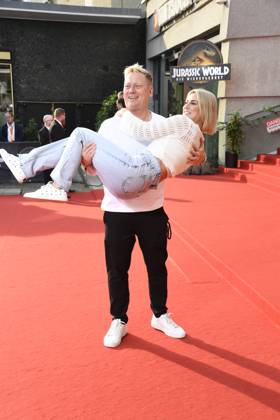 Jens Knossalla and Lia Mitrou at the premiere of JURASSIC WORLD DIE WIEDERGEBURT at the ZOO Palast in Berlin on 18 06 2025