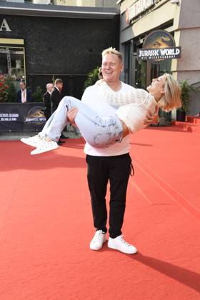 Jens Knossalla and Lia Mitrou at the premiere of JURASSIC WORLD DIE WIEDERGEBURT at the ZOO Palast in Berlin on 18 06 2025