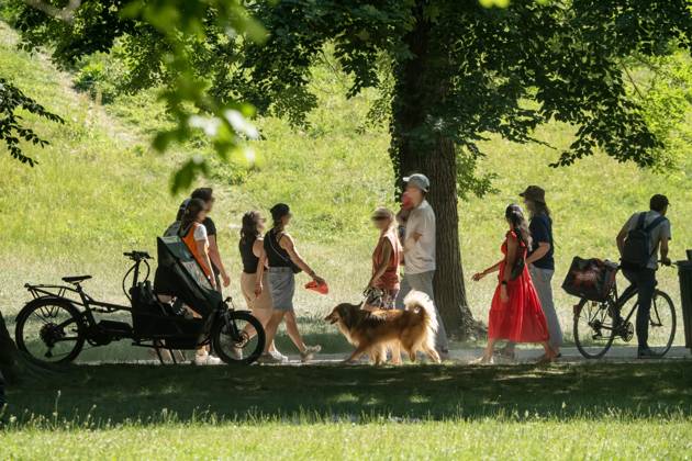 Walk in the English Garden, record heat up to 30 degrees, shade offers protection, Munich, June 2025 Germany, Munich, June 2025, Walk in the English Garden, most beautiful summer weather, record heat at 30 degrees, shade offers protection, summer weather in the English Garden, Bavaria