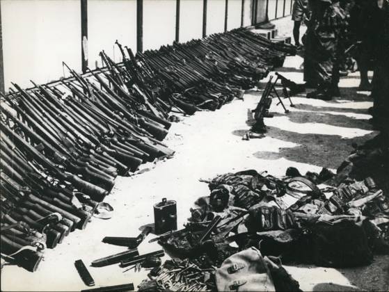 Africa Egypt 6 June 1957 Algeria 205 Rebels killed, Weapons in the Area from Tebessa erbeutet the Photo shows Weapons, Equipment and Ammunition, the the French Troops recently in the Area from Tebessa, near the Tunisian Border, from the Rebels erbeutet have  Copyright: xUnitedxArchivesx xkpaxKeystonex 19570606_baf_k09_026