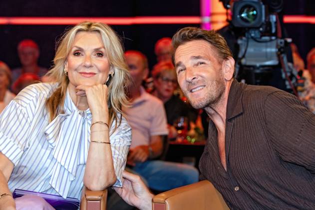 MDR Riverboat presenter Kim Fisher and actor Mark Keller on the occasion of the recording of the MDR talk show Riverboat on 27 06 2025 at Mediacity Leipzig 20250627ADO0116