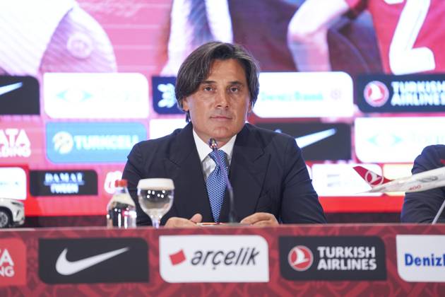 Vincenzo Montella signs a new 2-year contract with the National Team ISTANBUL, TURKIYE - JUNE 30: Turkish Football Federation (TFF) President Ibrahim Haciosmanoglu (not seen) and Turkish National Football Team Head Coach Vincenzo Montella attend a ceremony at the TFF Hasan Dogan National Teams Camp and Training Facilities after Montella’s contract was extended for two more years in Istanbul, Turkiye, on June 30, 2025. Agit Erdi Ulukaya Anadolu Istanbul Turkey. Editorial use only. Please get in touch for any other usage.  Copyright: x2025xAnadoluxAgitxErdixUlukayax