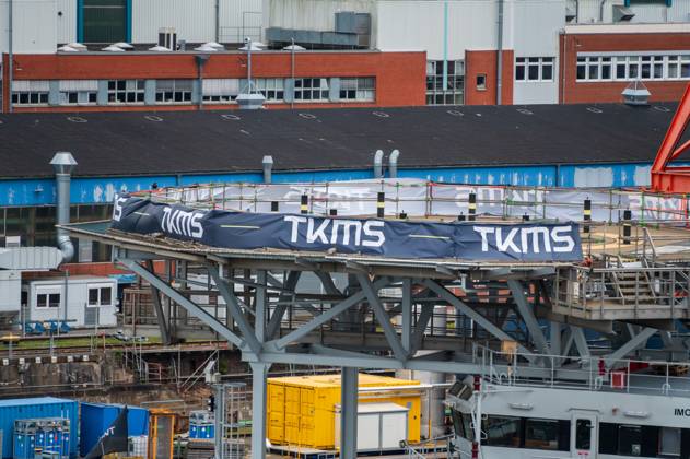 TKMS formerly TyssenKrupp Marinesystems in Kiel, the new halls for the construction of modern submarines