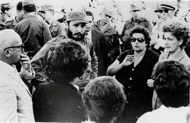 Castro lets Prisoners from the Bay of Pigs free 1 March 1963 Havana, Cuba Fidel Castro, Middle left, Hands in the Hips managed, meets itself with the American Parents the Prisoners the Bay of Pigs, the to a Agreement  Copyright: xUnitedxArchivesx xkpaxKeystonex 19630301_sha_k09_750