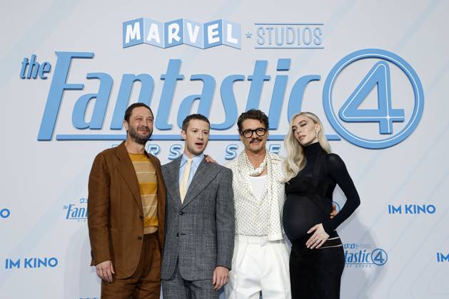 Ebon Moss Bachrach, Joseph Quinn, Pedro Pascal and Vanessa Kirby at The Fantastic Four First Steps movie premiere and fan event on 8 07 2025 at the Center am Potsdamer Platz in Berlin The Fantastic Four movie premiere in Berlin