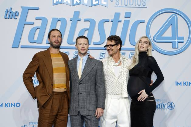 Ebon Moss Bachrach, Joseph Quinn, Pedro Pascal and Vanessa Kirby at The Fantastic Four First Steps movie premiere and fan event on 8 07 2025 at the Center am Potsdamer Platz in Berlin The Fantastic Four movie premiere in Berlin