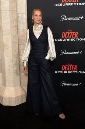 Uma Thurman arrives on the red carpet at the world premiere of Dexter: Resurrection at Alice Tully Hall on Wednesday, July 9, 2025 in New York City.  NYP20250709666 DEREKxFRENCH