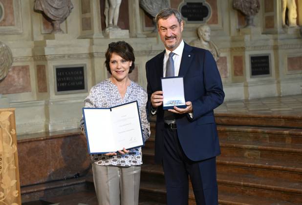 Janina Hartwig, Markus Söder Bavarian Order of Merit in the Antiquarium of the Residence in Munich on July 9, 2025
