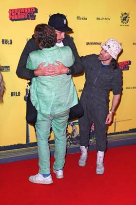 Marc Hosemann, Oliver Rihs director , Tobias Jundt aka Bonaparte at the SchwarzeSchafe premiere at the cinema in the Kulturbrauerei in Berlin on 15 07 2025