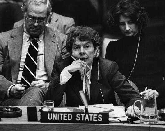 US politics Government 3 March 1981 United Nations, New York the Security Council met this Month to Lebanon Problem Photo the New American Ambassador at the United Nations, Jeane J Kirkpatrick, during the Sicherheitsratssitzung  Copyright: xUnitedxArchivesx xkpaxKeystonex 19810303_baf_k09_054 !ACHTUNG AUFNAHMEDATUM GESCHÄTZT!