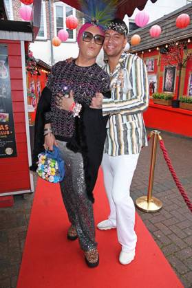 Julian F M Stöckel with friend Marcell Damaschke at the Olivia Jones Kult Kieztouren summer party, Grosse Freiheit 27 in Hamburg on 22 07 2025