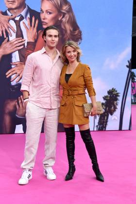 Tina Ruland with son Jahvis Ruland at the German premiere of DIE NACKTE KANONE in Berlin on 24 07 2025
