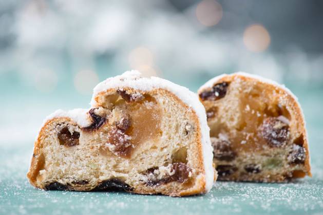 Christmas stollen, Traditional Christmas stollen with Nuts, Raisins, Marzipan and Spices, Cinnamon and Star anise 1133602142