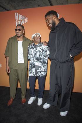 August 11, 2025, New York, United States: (L-R) Miles Duece McBride, Spike Lee and Karl-Anthony Towns attend the Highest 2 Lowest New York Premiere at Brooklyn Academy of Music. New York United States - ZUMAs197 20250811_aaa_s197_204 Copyright: xRonxAdarx