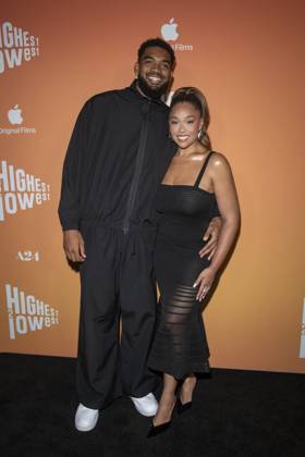 August 11, 2025, New York, United States: (L-R) Karl-Anthony Towns and Jordyn Woods attend the Highest 2 Lowest New York Premiere at Brooklyn Academy of Music. New York United States - ZUMAs197 20250811_aaa_s197_213 Copyright: xRonxAdarx