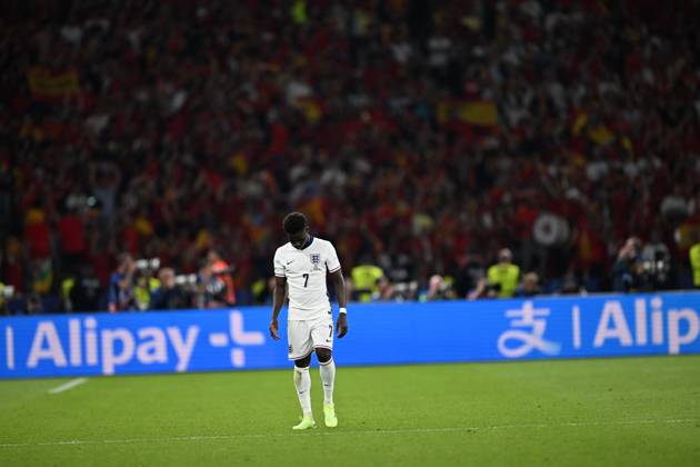 Spain v England: Final - UEFA EURO 2024 BERLIN, GERMANY - JULY 14: Bukayo Saka (7) of England reacts during the UEFA EURO 2024 final match between Spain and England at Olympiastadion in Berlin, Germany on July 14, 2024. Berlin Germany. Editorial use only. Please get in touch for any other usage. Copyright: x2025xAnadoluxHeshamxElsherifx