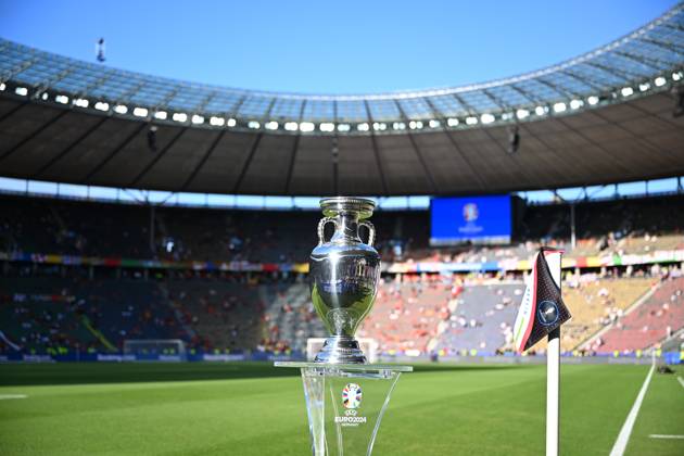Spain v England: Final - UEFA EURO 2024 BERLIN, GERMANY - JULY 14: A view of the trophy ahead of the UEFA EURO 2024 final match between Spain and England at Olympiastadion in Berlin, Germany on July 14, 2024. Germany World. Editorial use only. Please get in touch for any other usage. Copyright: x2025xAnadoluxHeshamxElsherifx