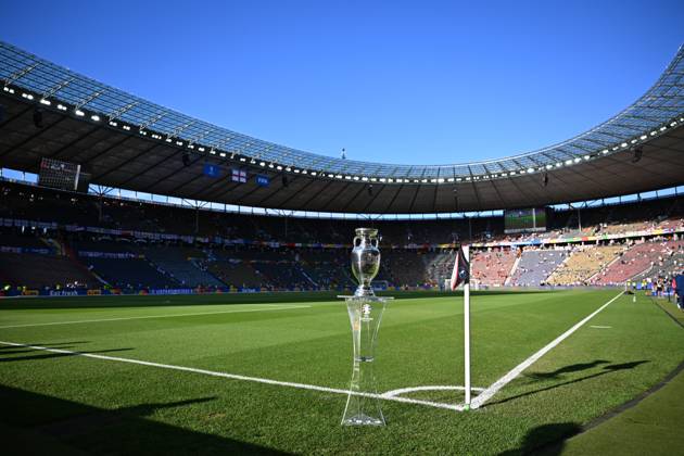 Spain v England: Final - UEFA EURO 2024 BERLIN, GERMANY - JULY 14: A view of the trophy ahead of the UEFA EURO 2024 final match between Spain and England at Olympiastadion in Berlin, Germany on July 14, 2024. Germany World. Editorial use only. Please get in touch for any other usage. Copyright: x2025xAnadoluxHeshamxElsherifx