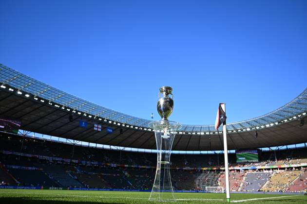 Spain v England: Final - UEFA EURO 2024 BERLIN, GERMANY - JULY 14: A view of the trophy ahead of the UEFA EURO 2024 final match between Spain and England at Olympiastadion in Berlin, Germany on July 14, 2024. Germany World. Editorial use only. Please get in touch for any other usage. Copyright: x2025xAnadoluxHeshamxElsherifx