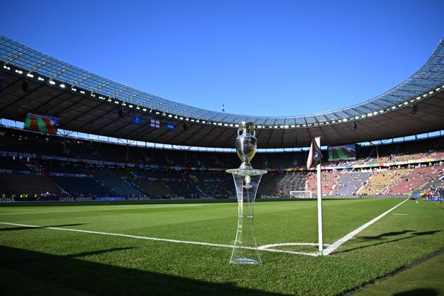 Spain v England: Final - UEFA EURO 2024 BERLIN, GERMANY - JULY 14: A view of the trophy ahead of the UEFA EURO 2024 final match between Spain and England at Olympiastadion in Berlin, Germany on July 14, 2024. Germany World. Editorial use only. Please get in touch for any other usage. Copyright: x2025xAnadoluxHeshamxElsherifx