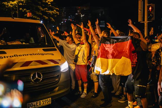 Germany v Denmark: Round of 16 - UEFA EURO 2024 DORTMUND, GERMANY - JUNE 29: Fans of Germany celebrate in front of Dortmund main station after Germany s win in the EURO 2024 round of 16 match between Germany and Denmark on June 29, 2024 in Dortmund, Germany. Germany World. Editorial use only. Please get in touch for any other usage. Copyright: x2025xAnadoluxHeshamxElsherifx