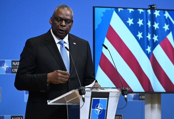 US Secretary of Defense Lloyd Austin BRUSSELS, BELGIUM - OCTOBER 12: US Secretary of Defense Lloyd Austin speaks during the press conference after the NATO Defense Ministers Meeting in Brussels, Belgium on October 12, 2023. Brussels Hoofdstedelijk Gewest Belçika. Editorial use only. Please get in touch for any other usage. Copyright: x2025xAnadoluxDursunxAydemirx