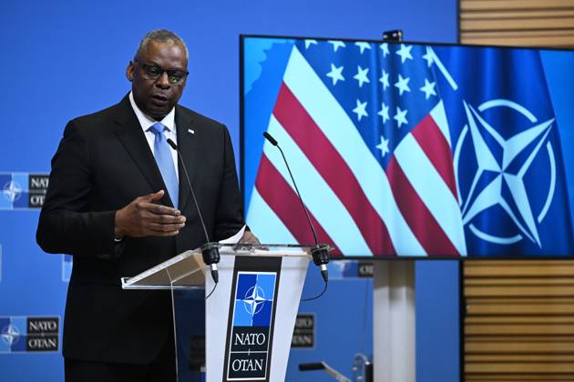 US Secretary of Defense Lloyd Austin BRUSSELS, BELGIUM - OCTOBER 12: US Secretary of Defense Lloyd Austin speaks during the press conference after the NATO Defense Ministers Meeting in Brussels, Belgium on October 12, 2023. Brussels Hoofdstedelijk Gewest Belçika. Editorial use only. Please get in touch for any other usage. Copyright: x2025xAnadoluxDursunxAydemirx