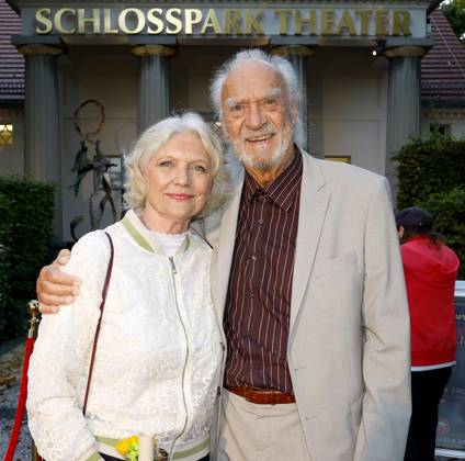 Rita Feldmeier with husband Achim Wolff at the premiere of Der eingebildet Kranke and Dieter Hallervordens 90th birthday at the Schloßpark Theater Berlin