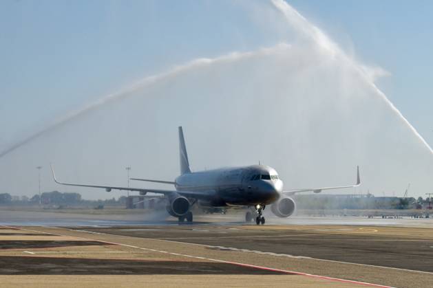 RUSSIA, KRASNODAR - SEPTEMBER 17, 2025: Krasnodar International Airport welcomes an Aeroflot flight from Moscow. Operations resumed on 11 September 2025, it is the first civil flight to land here since 2022. Roman Sokolov TASS  84066679