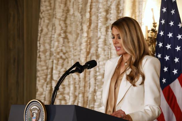 First Lady Melania Trump speaks during an event tittle Forms Fostering the Future Together: A Global Coalition First Lady of the United States Melania Trump speaks during an event titled Ways to Foster the Future Together: A Global Coalition at the Plaza Hotel in Manhattan, United States, on September 23, 2025. The event takes place in parallel with the United Nations General Assembly in New York, United States, on September 23, 2025. NEW YORK United States Copyright: xDeccioxSerranox originalFilename: serrano-notitle250923_npgmY