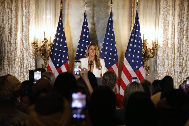 First Lady Melania Trump speaks during an event tittle Forms Fostering the Future Together: A Global Coalition First Lady of the United States Melania Trump speaks during an event titled Ways to Foster the Future Together: A Global Coalition at the Plaza Hotel in Manhattan, United States, on September 23, 2025. The event takes place in parallel with the United Nations General Assembly in New York, United States, on September 23, 2025. NEW YORK United States Copyright: xDeccioxSerranox originalFilename: serrano-notitle250923_npKrU