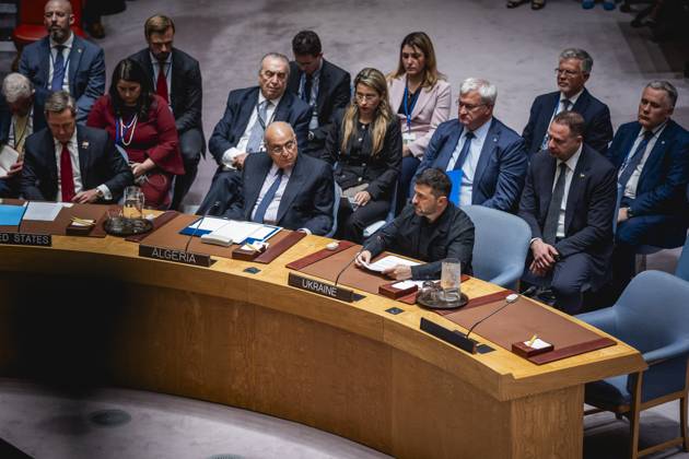 Volodymyr Zelensky, President of Ukraine, speaking at the UN Security Council in New York City, 23 09 2025 Photographed on behalf of the Department of State New York City United States Copyright: xJulianexSonntag AAx