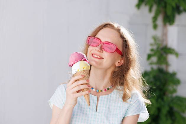 girl in pink glasses eats ice cream balls in the hot summer, escape from the heat girl eats ice cream balls in hot summer, escape from the girl in pink glasses eats ice cream balls in the hot summer, escape from the heat, model released, , 60686824.jpg RECORD DATE NOT STATED