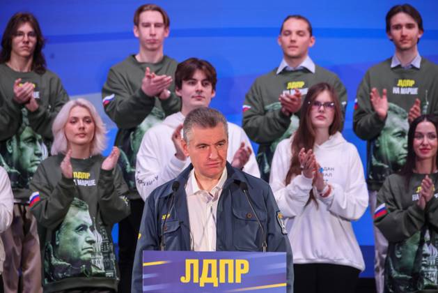 RUSSIA, MOSCOW - OCTOBER 2, 2025: Chairman Leonid Slutsky addresses the 37th Congress of the Russian Liberal Democratic Party (LDPR) at the Skolkovo Innovation Centre Moscow Russia - ZUMAt113 20251002_zaa_t113_169 Copyright: xYevgenyxMessmanx
