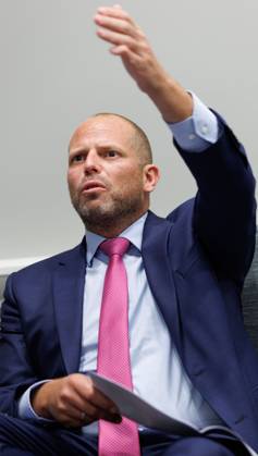 Minister of Defence and Foreign Trade Theo Francken pictured during a press conference on the sidelines of an economic mission to the west coast of the United States, on Sunday 05 October 2025. The Belgian Economic mission to USA takes place from October 4th to 12th. BENOITxDOPPAGNE 136187394