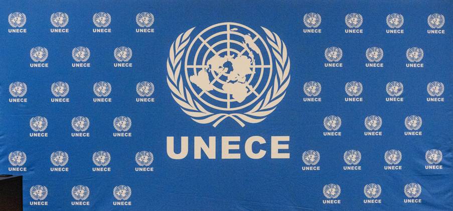 October 8, 2025, Geneva, Geneva, Switzerland: Geneva Switzerland, 10 08 2025: Presentation of the seal of UNECE during at the UNECE Ministerial meeting on housing affordability and sustainability (United Nations Economic Commission for Europe) and which is also the 86th session of the Committee on Housing, which concerns Urban Development and Land Management which took place at United Nations of Geneva in Geneva. Geneva Switzerland - ZUMAd206 20251008_zip_d206_001 Copyright: xEricxDubostx