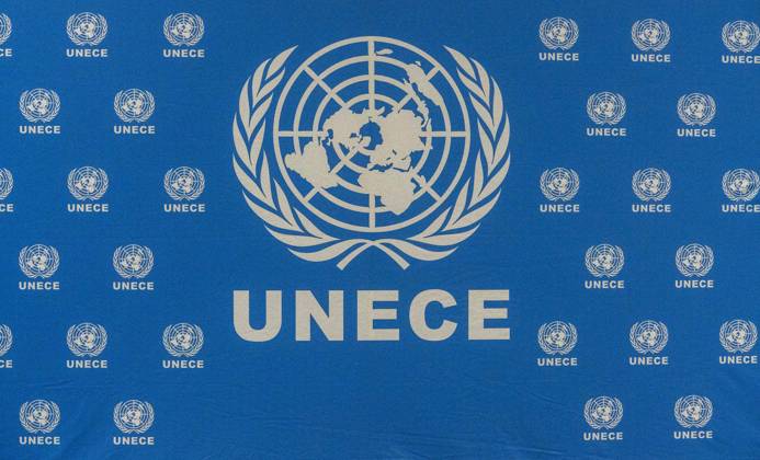 October 8, 2025, Geneva, Geneva, Switzerland: Geneva Switzerland, 10 08 2025: Presentation of the seal of UNECE during at the UNECE Ministerial meeting on housing affordability and sustainability (United Nations Economic Commission for Europe) and which is also the 86th session of the Committee on Housing, which concerns Urban Development and Land Management which took place at United Nations of Geneva in Geneva. Geneva Switzerland - ZUMAd206 20251008_zip_d206_002 Copyright: xEricxDubostx