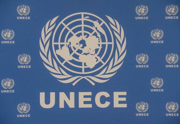 October 8, 2025, Geneva, Geneva, Switzerland: Geneva Switzerland, 10 08 2025: Presentation of the seal of UNECE during at the UNECE Ministerial meeting on housing affordability and sustainability (United Nations Economic Commission for Europe) and which is also the 86th session of the Committee on Housing, which concerns Urban Development and Land Management which took place at United Nations of Geneva in Geneva. Geneva Switzerland - ZUMAd206 20251008_zip_d206_003 Copyright: xEricxDubostx