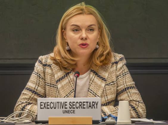 October 8, 2025, Geneva, Geneva, Switzerland: Geneva Switzerland, 10 08 2025: Ms. TATIANA MOLCEAN (Executive Secretary, UNECE) explained the issues and the different parts of the conference during at the UNECE Ministerial meeting on housing affordability and sustainability (United Nations Economic Commission for Europe) and which is also the 86th session of the Committee on Housing, which concerns Urban Development and Land Management which took place at United Nations of Geneva in Geneva. Geneva Switzerland - ZUMAd206 20251008_zip_d206_009 Copyright: xEricxDubostx