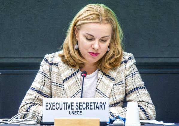 October 8, 2025, Geneva, Geneva, Switzerland: Geneva Switzerland, 10 08 2025: Ms. TATIANA MOLCEAN (Executive Secretary, UNECE) explained the issues and the different parts of the conference during at the UNECE Ministerial meeting on housing affordability and sustainability (United Nations Economic Commission for Europe) and which is also the 86th session of the Committee on Housing, which concerns Urban Development and Land Management which took place at United Nations of Geneva in Geneva. Geneva Switzerland - ZUMAd206 20251008_zip_d206_011 Copyright: xEricxDubostx