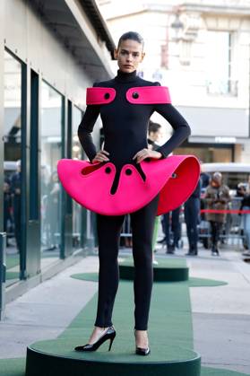 (251008) -- PARIS, Oct. 8, 2025 -- A model presents a creation from the ready-to-wear Spring Summer 2026 collections by Pierre Cardin during the Paris Fashion Week, in Paris, France, on Oct. 7, 2025. ( Handout via Xinhua) FRANCE-PARIS-FASHION WEEK-PIERRE CARDIN MeetEurope