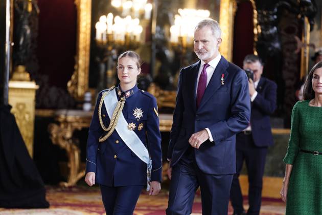 The King and Queen, the Princess of Asturias and the Infanta Sofia preside over a reception at the Royal Palace for the National Holiday King Felipe and Princess Leonor during the reception on the occasion of the National Holiday, at the Royal Palace, on October 12, 2025, in Madrid Spain The event is presided over by the King and Queen of Spain, the Princess of Asturias and the Infanta Sofia after the solemn act of homage to the National Flag and the military parade held at the Plaza de Canovas del Castillo, the Princess of Asturias and the Infanta Sofia after the solemn act of homage to the National Flag and the military parade held in the Plaza de Cánovas del Castillo The commemoration of the National Holiday aims to solemnly recall mome  Copyright: xA.xPÃ rezxMecax 7022213